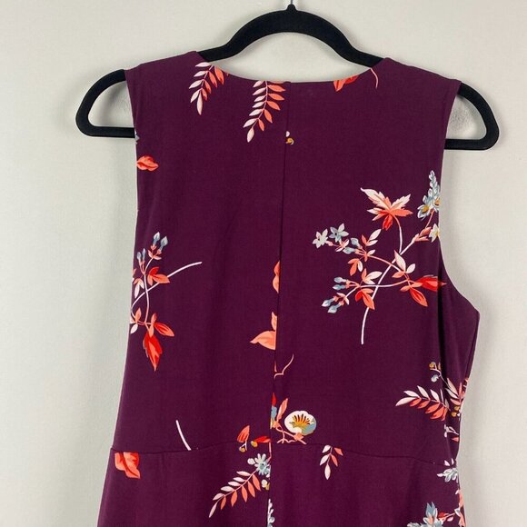 Ann Taylor Purple Floral Faux Wrap Dress Size M Sleeveless Tie Waist - Picture 8 of 11